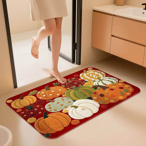Pumpkin-Themed Bath Mat