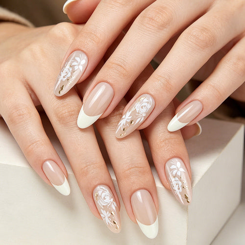 Elegant Floral Gel Nail Art Set Bowlift