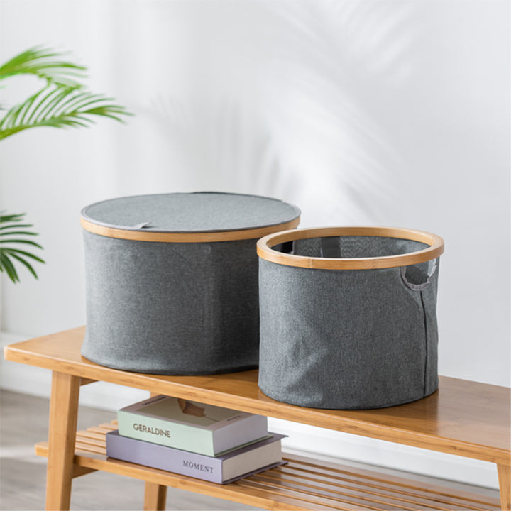 Storage basket with sturdy bamboo lid Bowlift