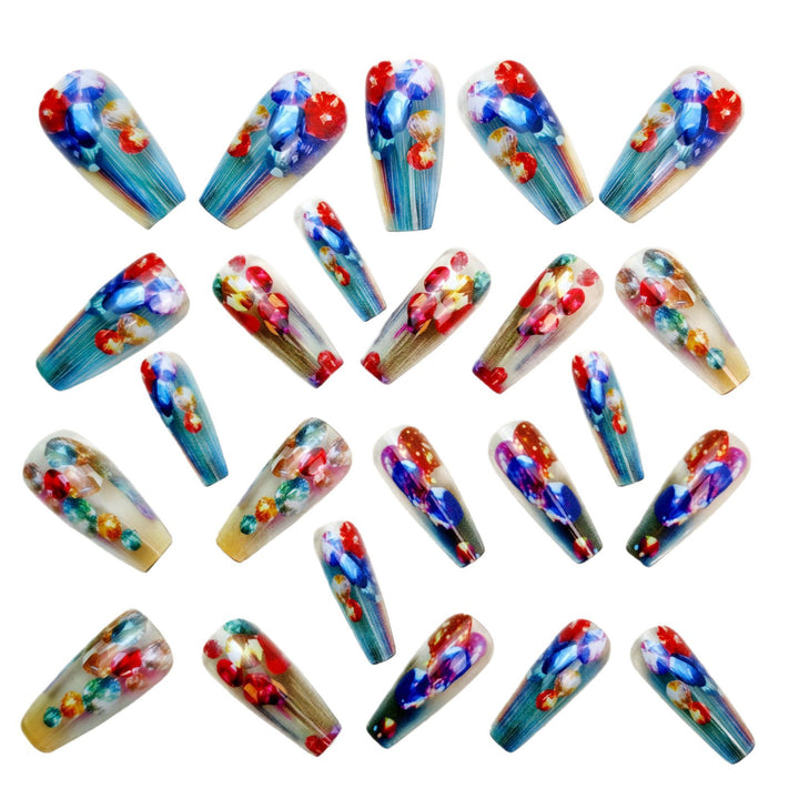 Artificial nails with faceted glitter design Bowlift