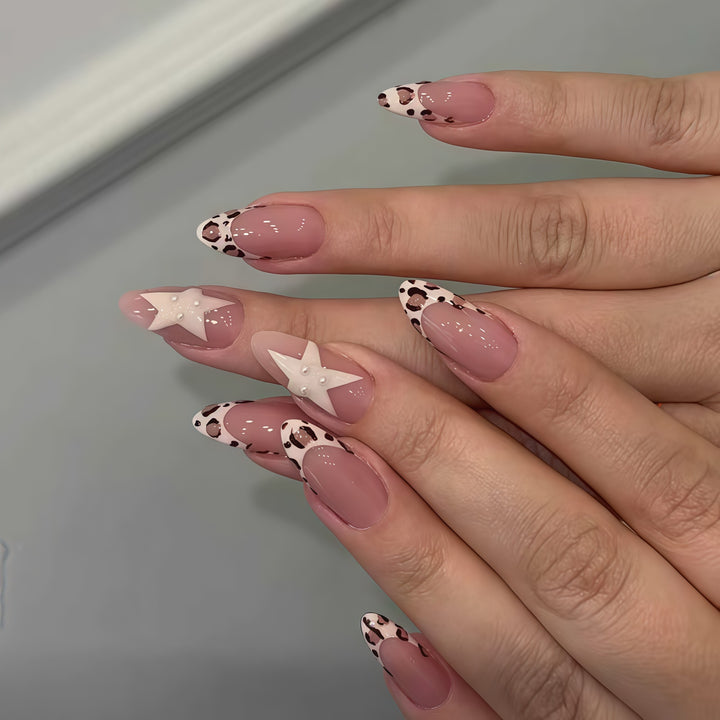Artistic Star and Animal Print Nail Art Extensions Bowlift