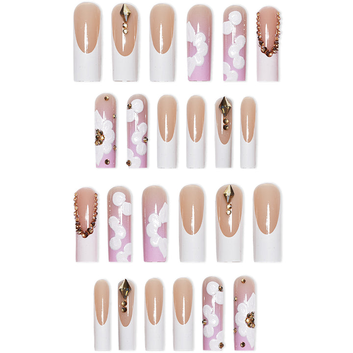 Elegant 3D Floral Press-On Nail Art Bowlift