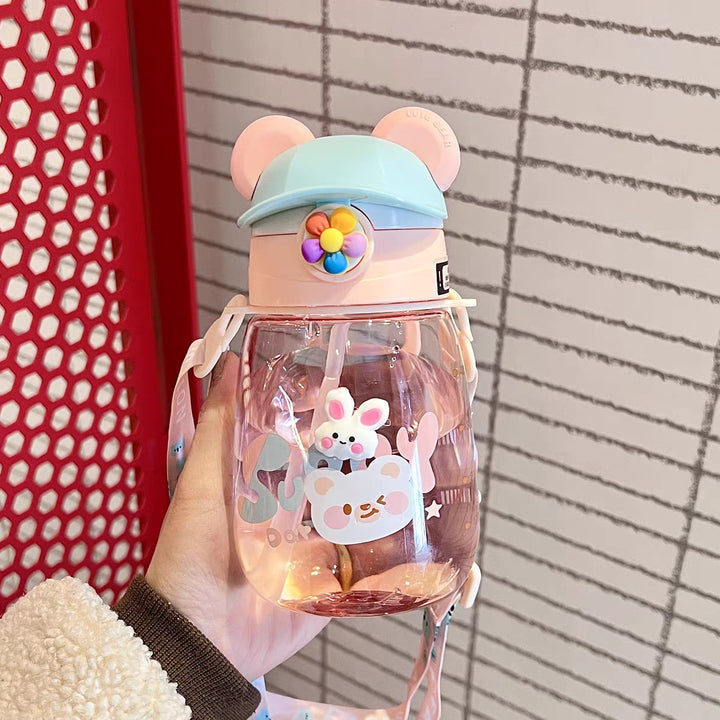 Women Playful Children's Drinking Bottle with Integrated Straw Bowlift