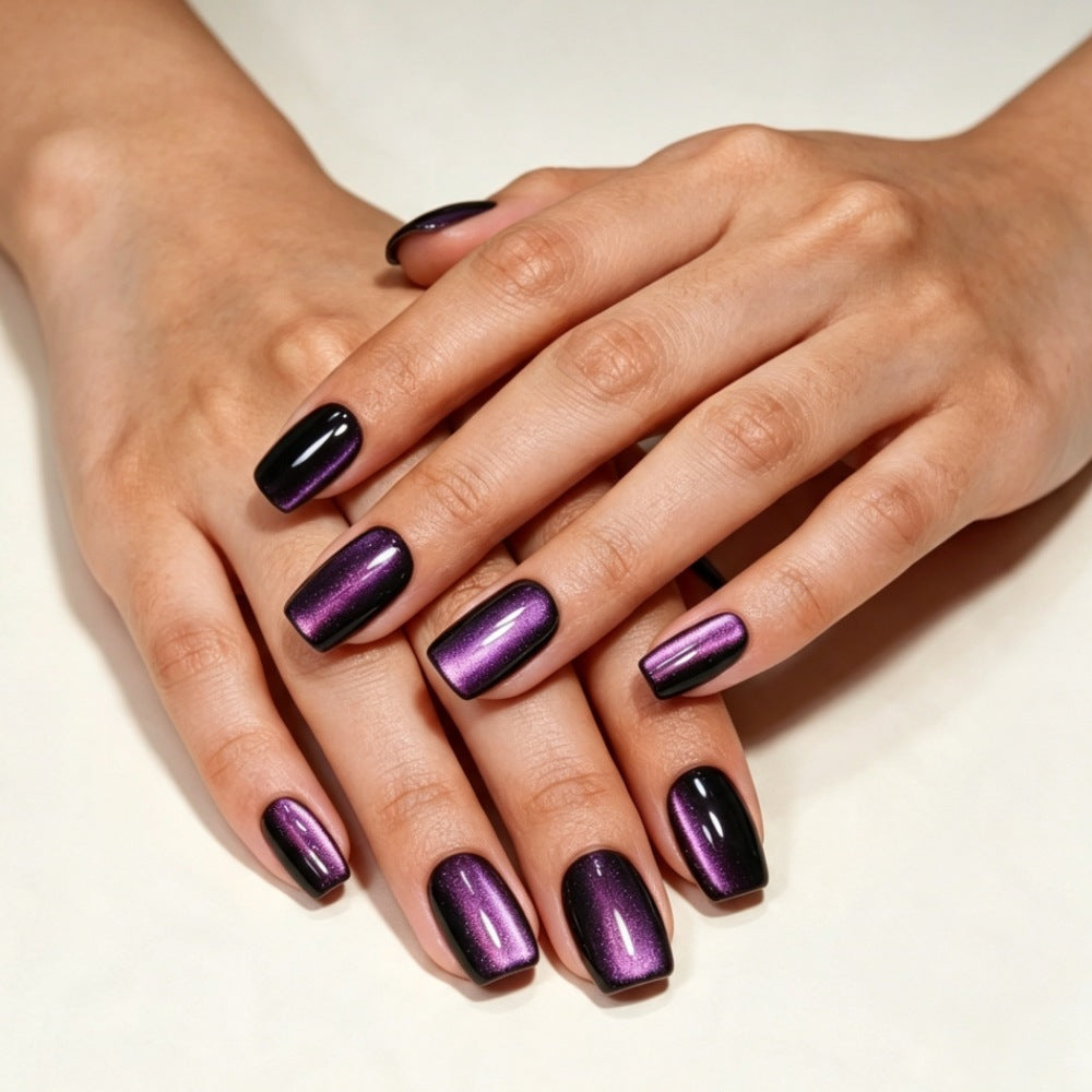 Artificial nails with glossy metallic finish and striking ombre effects Bowlift