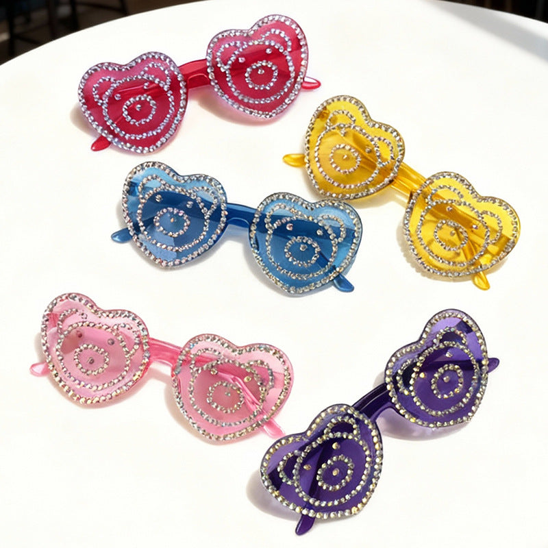 Heart-Shaped Rhinestone Sunglasses Bowlift