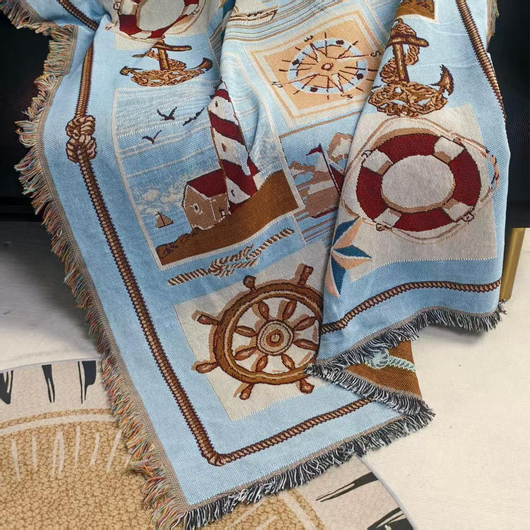 Nautical-Themed Decorative Throw Blanket