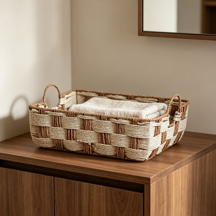 Storage basket made of woven material Bowlift