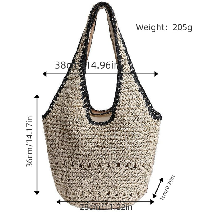 Woven Natural Material Handbag with Minimalist Structure Bowlift