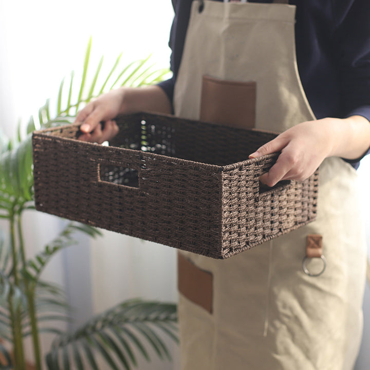 Fabric-Lined Woven Storage Basket Bowlift