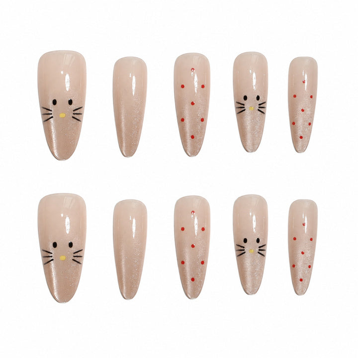 Premium artificial nails with playful cat pattern Bowlift