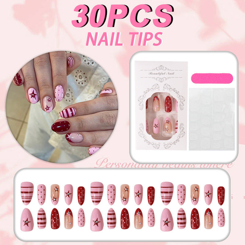 Decorative Star Design Press-On Nail Set Bowlift