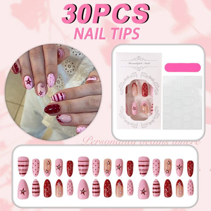Decorative Star Design Press-On Nail Set Bowlift