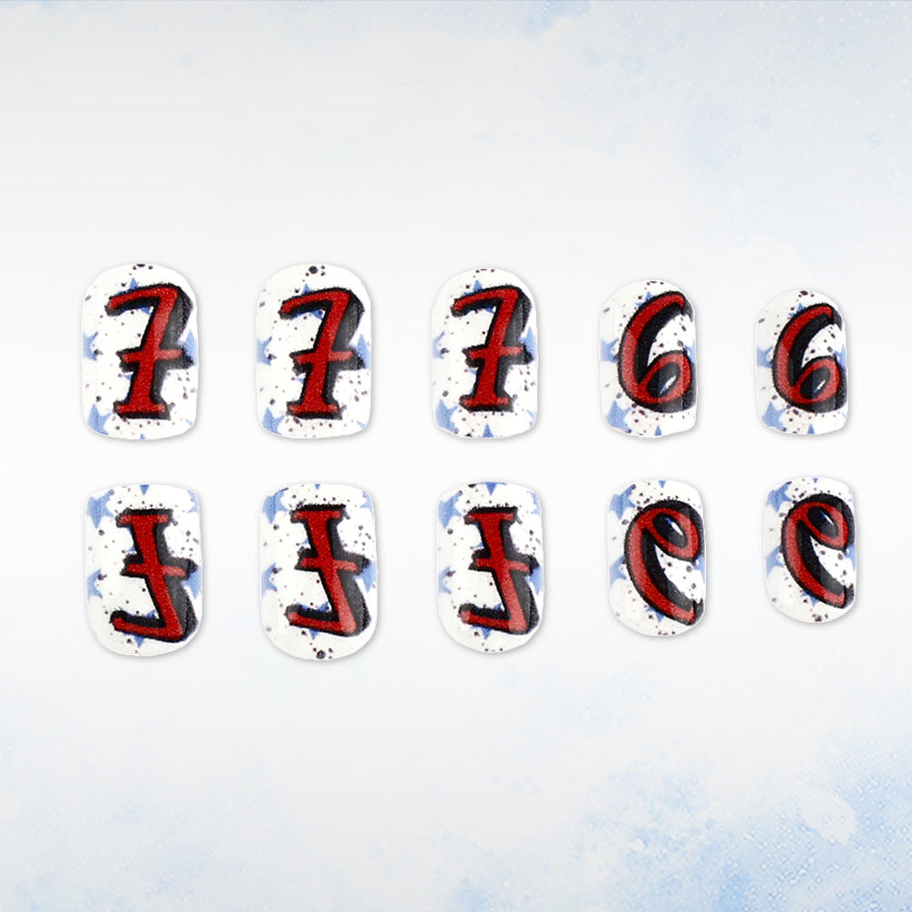 Artistic Numbered Press-On Nail Set Bowlift
