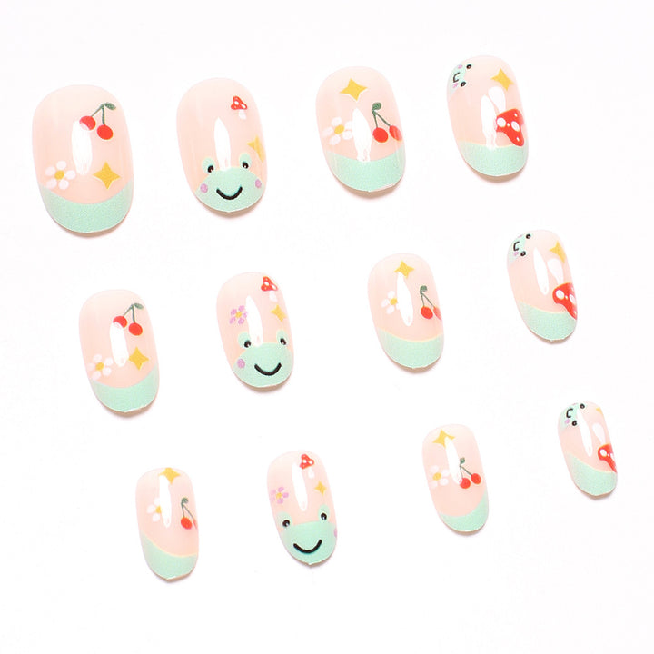 Artificial nail set with cheerful 3D designs and blooming accents Bowlift