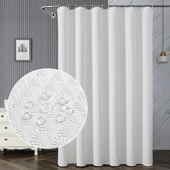 Textured Leaf Motif Shower Curtain Bowlift