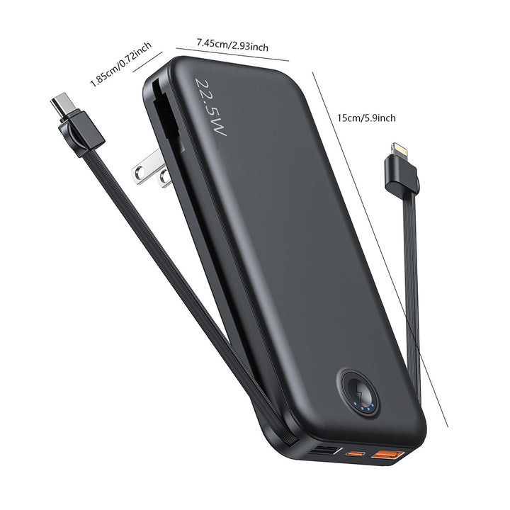 Power bank with integrated wall plug and fast charging Type-C function Bowlift