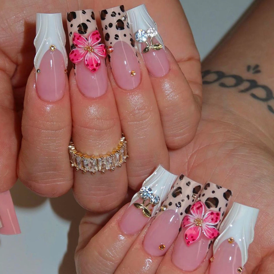 Artistic 3D Floral Press-On Nail Extensions Bowlift