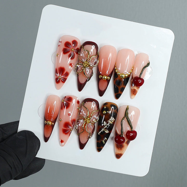 Artistic Decorative Press-On Nail Set Bowlift
