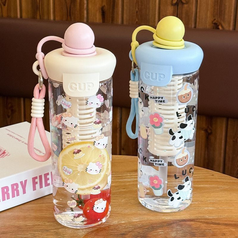Women’s water bottle with cheerful design and fruit infusion insert Bowlift