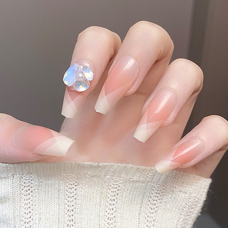 Glamorous Press-On Nail Set with Decorative Gemstone Accents Bowlift