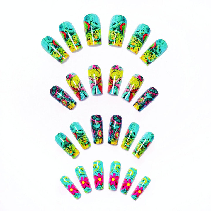 Creative Art Nails with Glowing Flower Design Bowlift