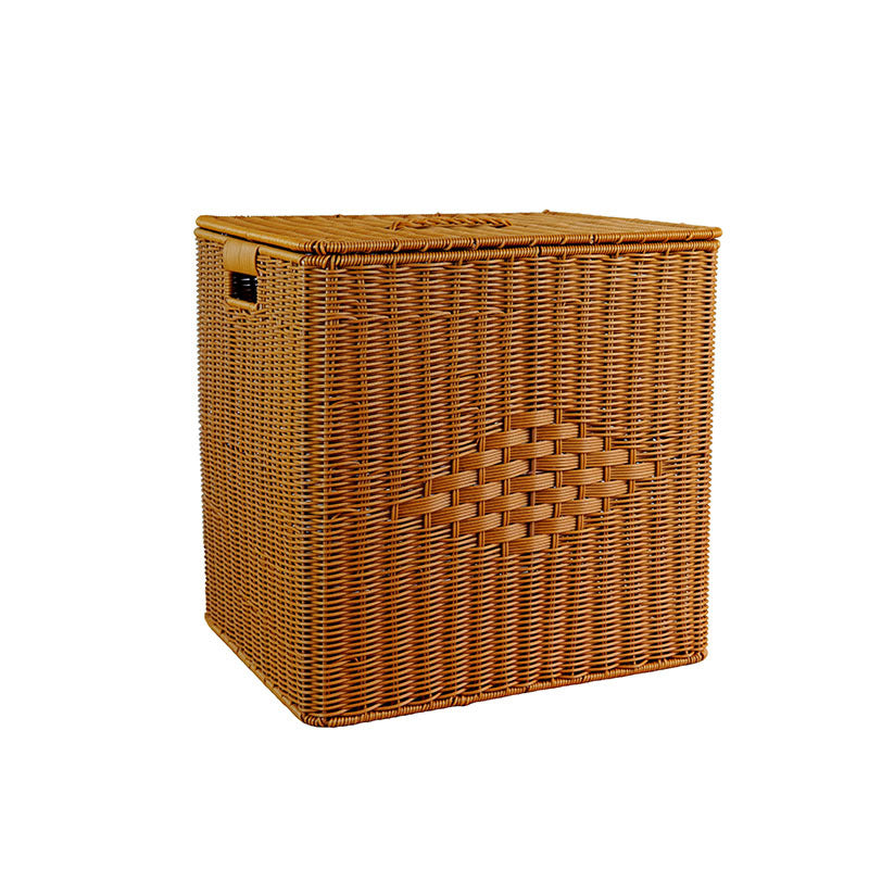 Women's woven basket with lid and side handles Bowlift