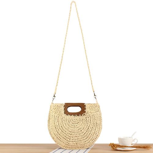 Macrame Crossbody Bag with Wooden Handle Bowlift