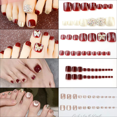 Premium Decorative Press-On Toenail Set Bowlift