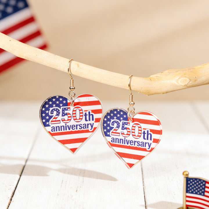 Women's nan patriotic bow dangle acrylic earrings with gold plated hooks and lightweight charm Bowlift