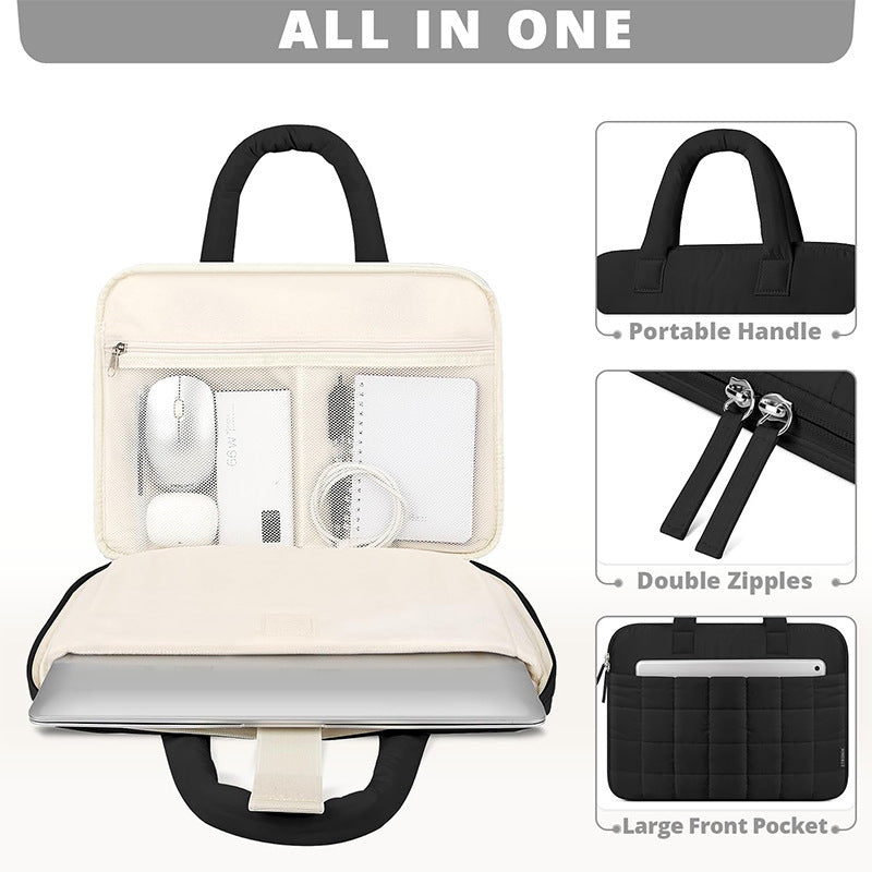 Padded Laptop Handbag with Versatile Interior Pockets Bowlift