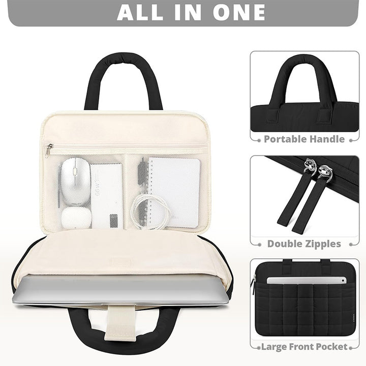 Padded Laptop Handbag with Versatile Interior Pockets Bowlift
