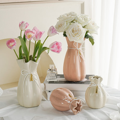 Artistic ceramic vase with decorative bow decoration Bowlift