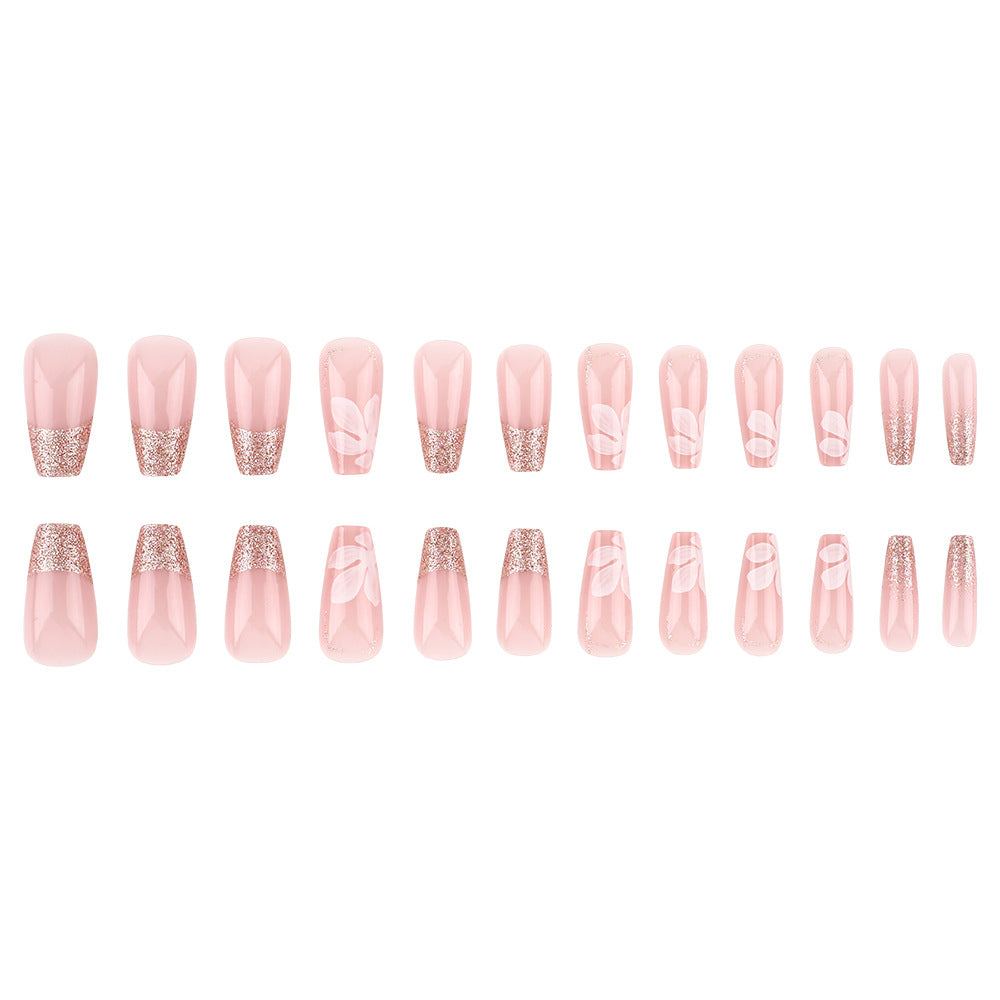 Glittery Elegant Floral Press-On Nails Bowlift