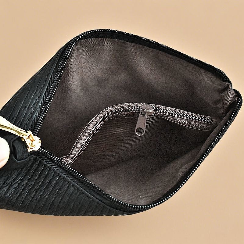 Quilted Double-Zip Wristlet Clutch Wallet with Detachable Strap Bowlift