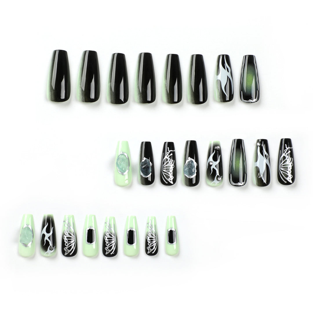 Artful Nail Extensions with Unique Glitter Accents Bowlift