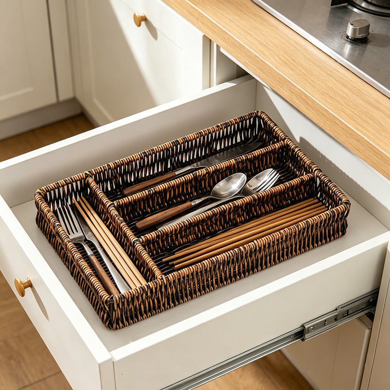 Woven Cutlery Organizer Tray Bowlift