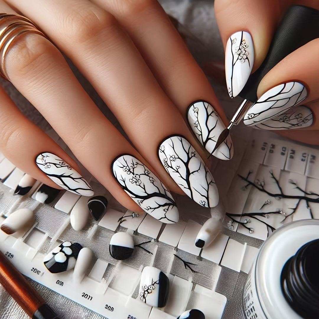 Artificial nails with elegant floral design Bowlift