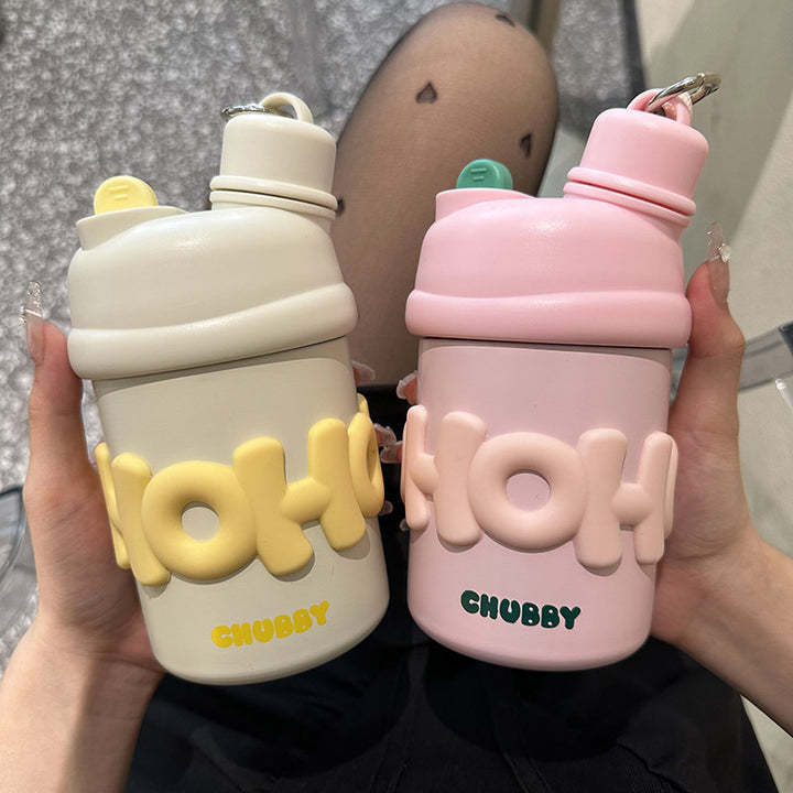 Ladies insulated water bottle with ergonomic carrying handle and cheerful design Bowlift