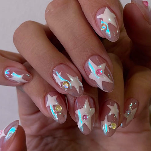 Artificial nails with sparkling star design Bowlift