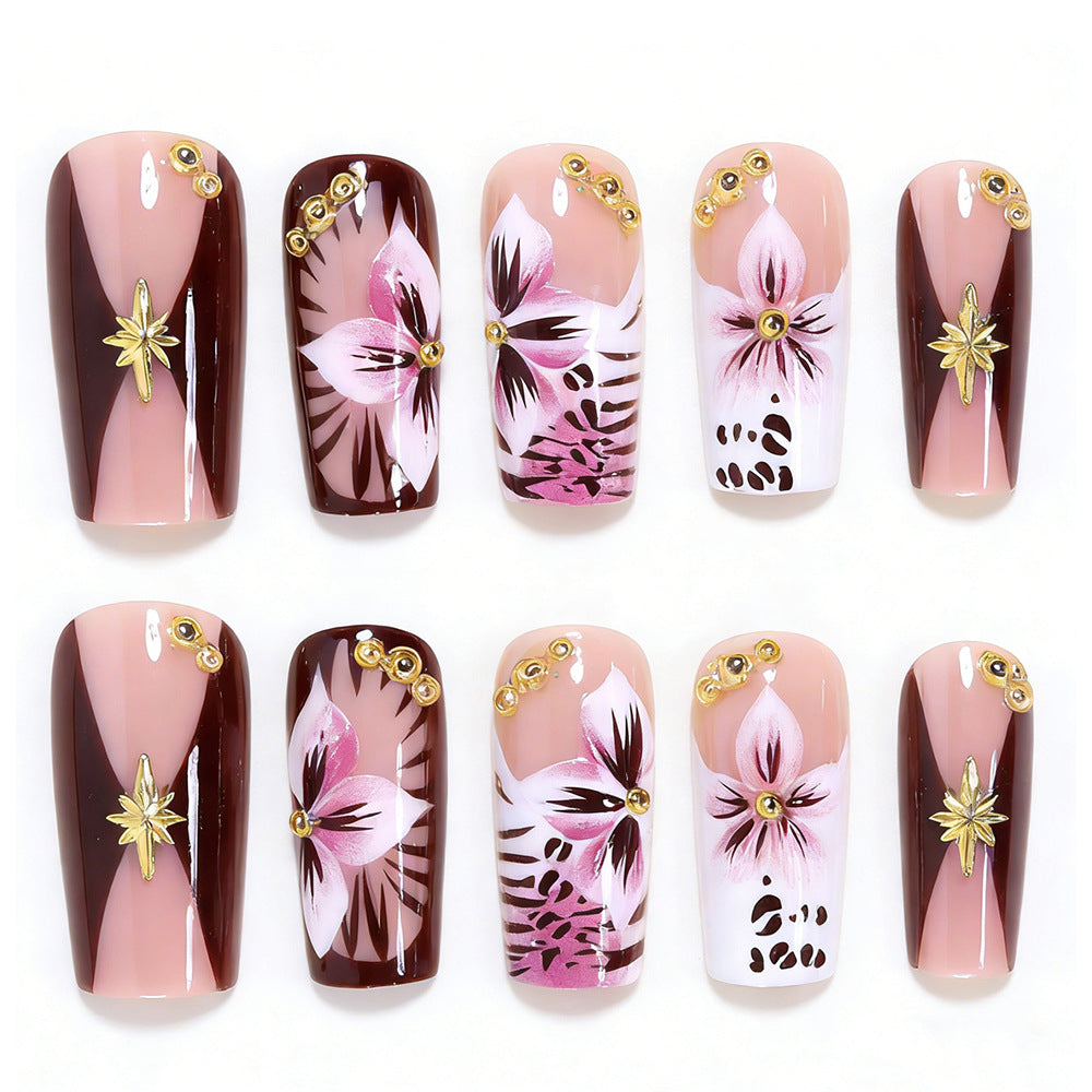 Floral-Accented Stiletto Press-On Nails Bowlift