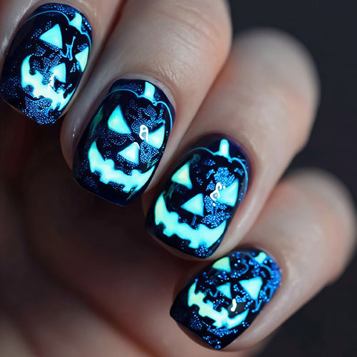 Halloween Glow-in-the-Dark Press-On Nail Art Bowlift