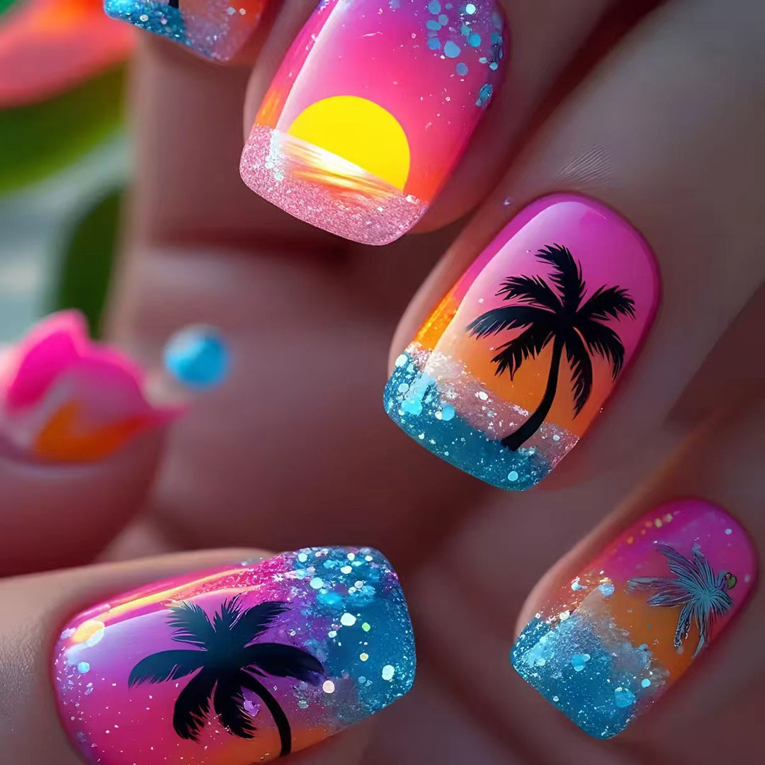 Tropical design artificial nails Bowlift