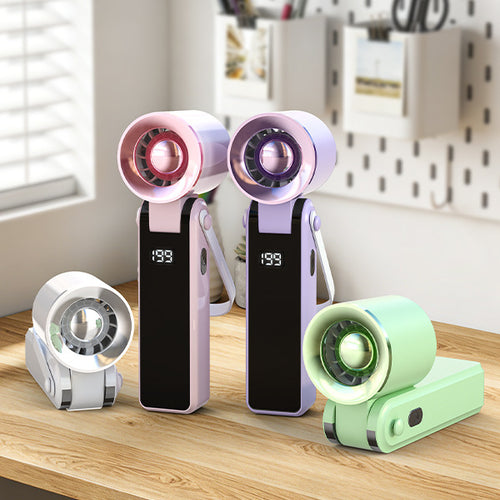 Women's Portable Hand Fan with LED Display Bowlift