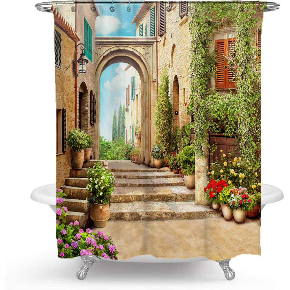 Floral Lane-Inspired Shower Curtain Bowlift