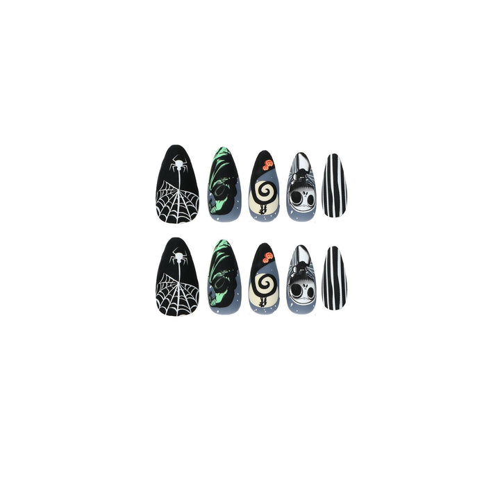 Artistic Halloween Nail Extensions in Gothic Design Bowlift