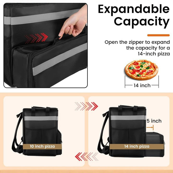 Women's Insulated Pizza Delivery Bag with Drink Holders and Reflectors Bowlift