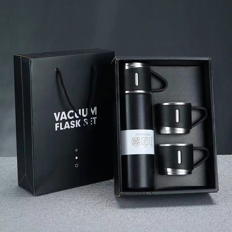 Women’s stainless steel vacuum flask with two accompanying cups Bowlift