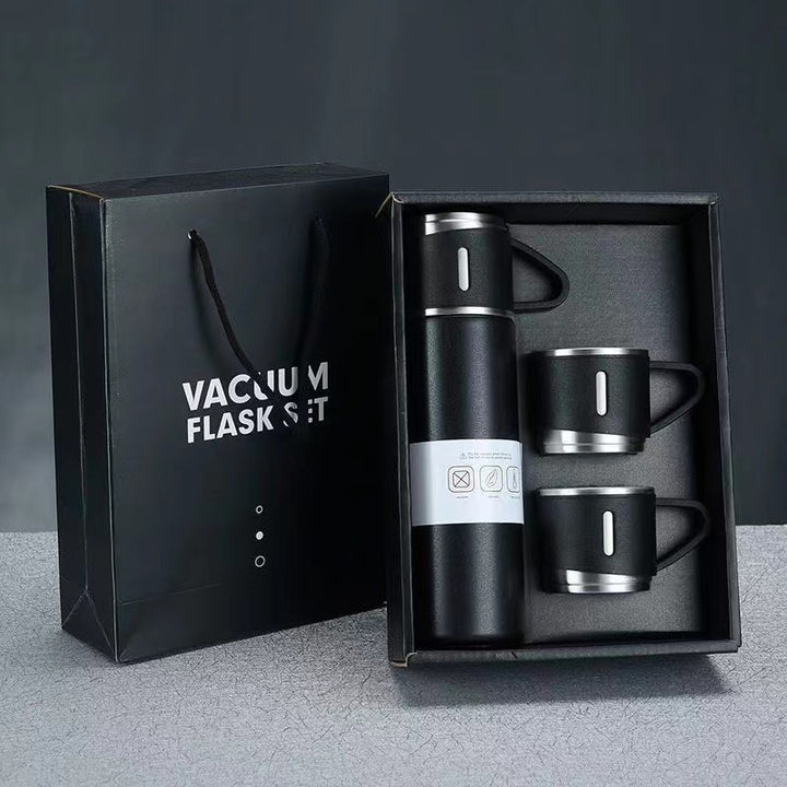 Women’s stainless steel vacuum flask with two accompanying cups Bowlift