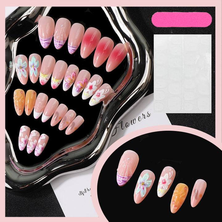 Artistic Floral Press-On Nail Set Bowlift