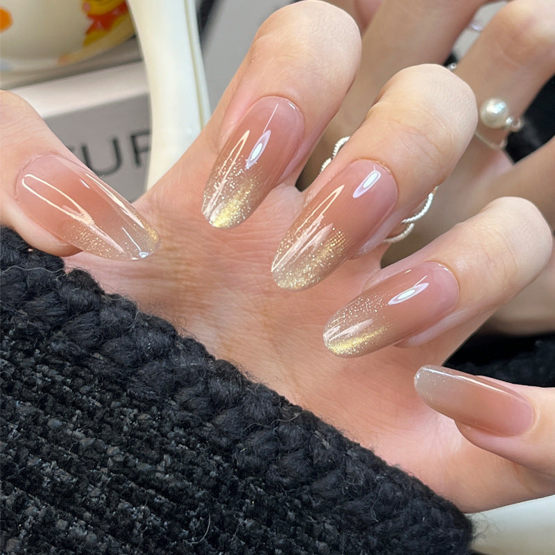 Glamorous Press-On Nail Set with Decorative Gemstone Accents Bowlift